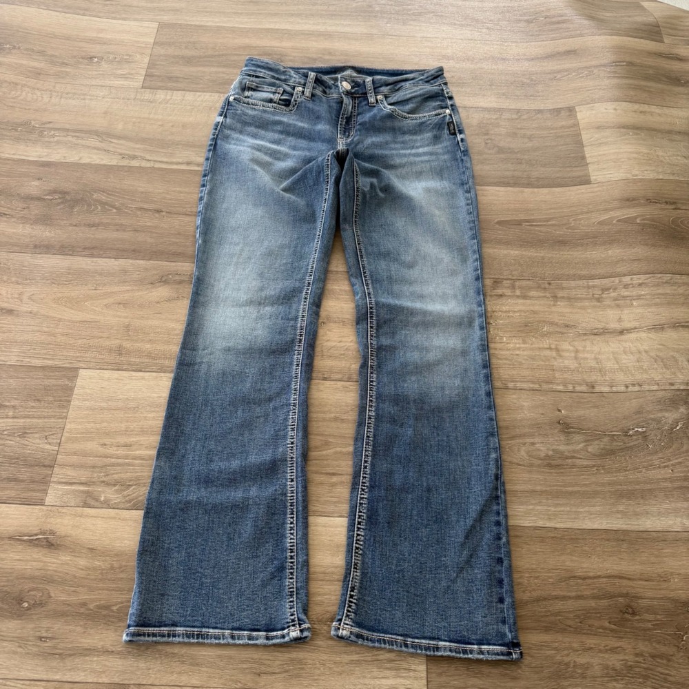 Silver Jeans Co Womens Mid Rise Bootcut Denim Jeans Medium‎ Wash Size 31x30